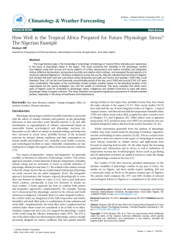 How Well is the Tropical Africa Prepared for Future Physiologic