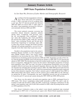 2009 State Population Estimates - New Jersey Department of Labor