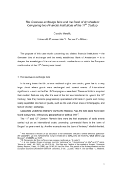 The Genoese exchange fairs and the Bank of Amsterdam