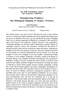 Disauthorizing Prophecy: The Ideological Mapping of Oedipus