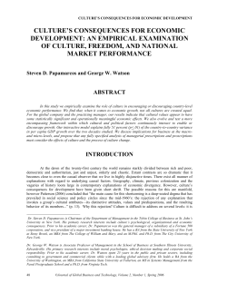 culture`s consequences for economic development