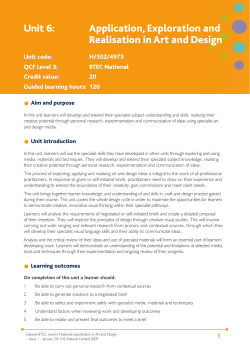 Unit 6: Application, Exploration and Realisation in Art and