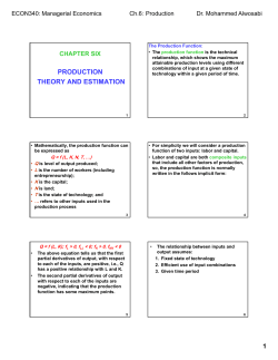 Ch 6 - Production Theory and Estimation