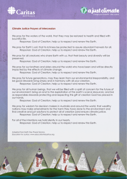 Climate Justice Prayers of Intercession We pray for the waters of the