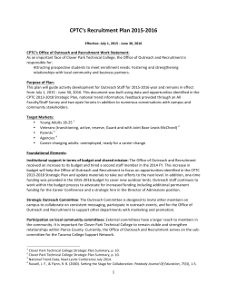 CPTC`s Recruitment Plan 2015-‐2016