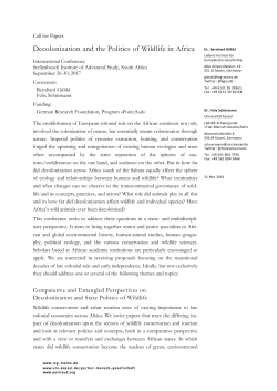 Decolonization and the Politics of Wildlife in Africa