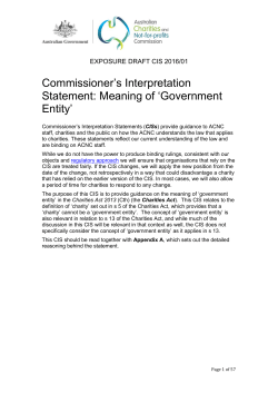 Commissioner`s Interpretation Statement: Meaning of `Government