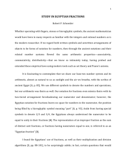 STUDY IN EGYPTIAN FRACTIONS