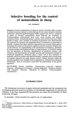 Selective breeding for the control of nematodiasis in sheep