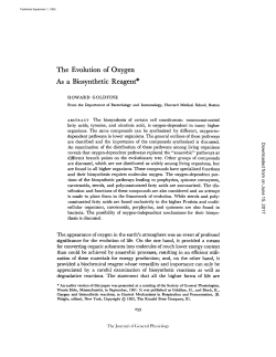 The Evolution of Oxygen As a Biosynthetic Reagent
