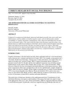 Are Depressed Individuals More Susceptible to Cognitive Dissonance