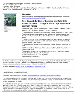 New Seventh Edition of Common and Scientific Names of Fishes