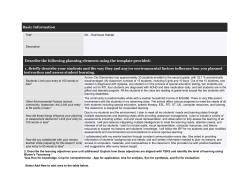 Basic Information Describe the following planning elements using