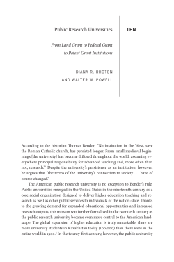 Public Research Universities- From Land Grant to