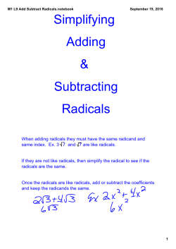 M1 L9 Add Subtract Radicals.notebook