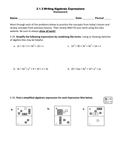 2.1.3 Writing Algebraic Expressions