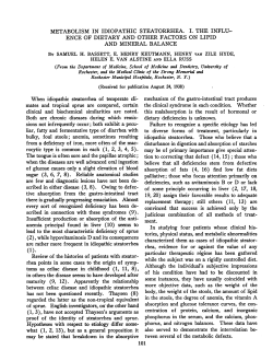 METABOLISM IN IDIOPATHIC STEATORRHEA. I