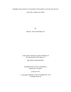 GENDER AND AGENCY IN TENDER IS THE NIGHT, SAVE ME THE