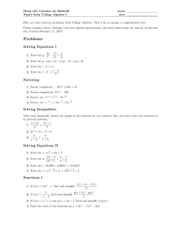 Math 150 College Algebra Review