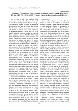The Balance of Nature - Mongolian journal of Biological Sciences