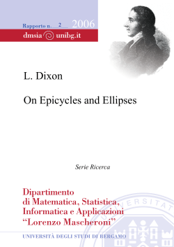 L. Dixon On Epicycles and Ellipses - Universit&agrave; degli studi di Bergamo