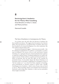 Retrieving Kant`s Aesthetics for Art Theory after Greenberg: Some