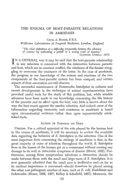 the enigma of host-pamsite relations in amebiasis