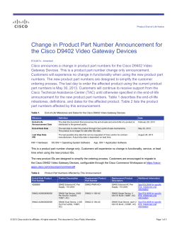 Change in Product Part Number Announcement for the Cisco D9402