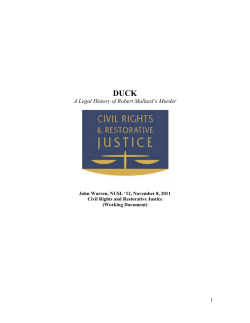 &ldquo;DUCK&rdquo; A Legal History of Robert Mallard`s Murder