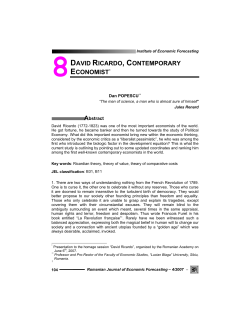 DAVID RICARDO, CONTEMPORARY ECONOMIST*