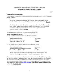 INFORMATION ON REGISTRATION, STIPENDS, AND TUITION