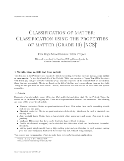 Classification using the properties of matter (Grade