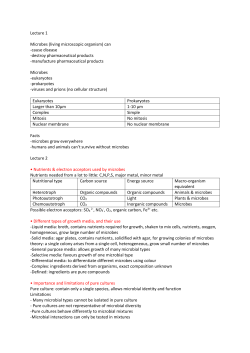 Lecture 1 Microbes (living microscopic organism) can