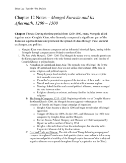Chapter 12 Notes &ndash; Mongol Eurasia and Its Aftermath