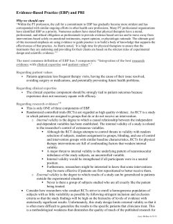 Evidence-Based Practice (EBP) and PRI
