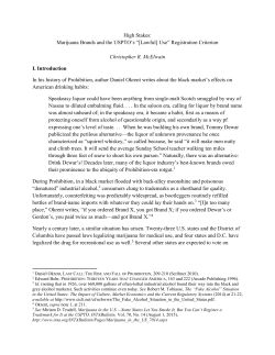 High Stakes: Marijuana Brands and the USPTO`s &ldquo;[Lawful] Use
