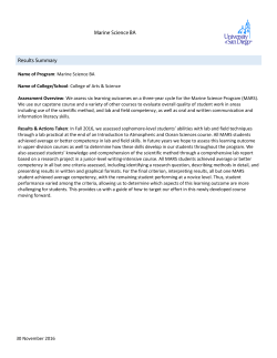 30 November 2016 Name of Program: Marine Science BA Name of