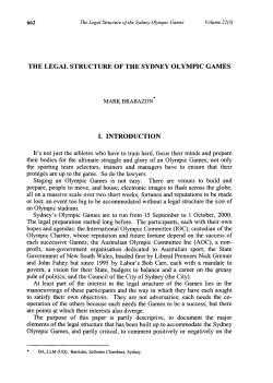 The Legal Structure of the Sydney Olympic Games