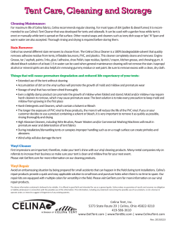 Tent Care, Cleaning and Storage