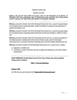 Bylaw 12-2015 Responsible Pet Owners
