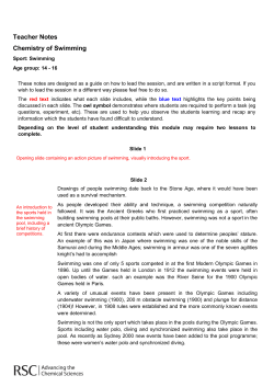 Teacher Notes Chemistry of Swimming