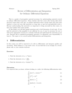 Review of Differentiation and Integration for Ordinary Differential