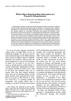 What`s New? Acquiring New Information as a Process in