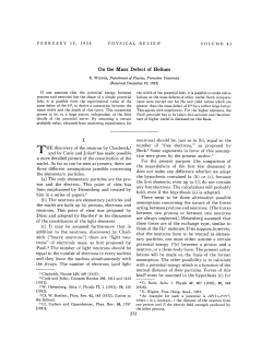 On the Mass Defect of Helium - Physics Department, Princeton