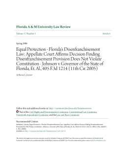 Equal Protection - Florida`s Disenfranchisement Law: Appellate