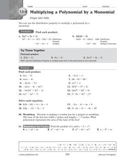 Multiplying a Polynomial by a Monomial