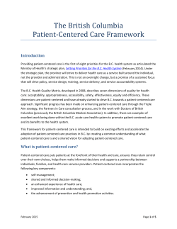 The British Columbia Patient-Centred Care Framework
