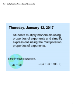 7.1 - Multiplication Properties of Exponents
