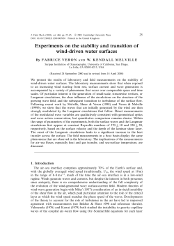 Experiments on the stability and transition of wind