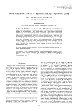 Psycholinguistic Markers for Specific Language Impairment (SLI)